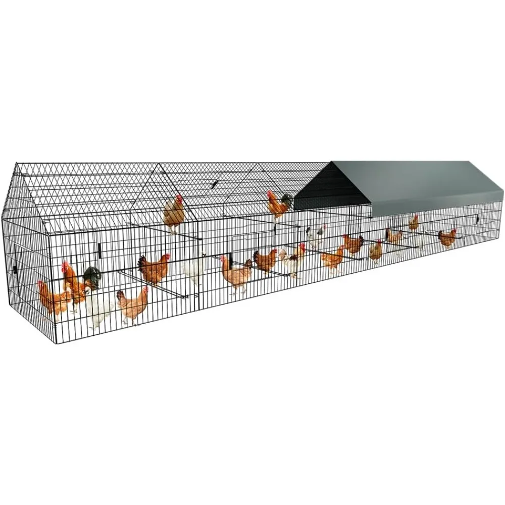 

Metal chicken coop, 21 ft x 3.5 ft chicken coop for covered yard, outdoor metal portable chicken tractor cage fence