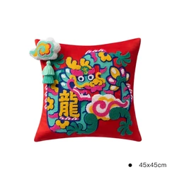 Chinese New Year Dragon Cloud Creative Pillowcase Cover Back Cushion Home Decoration for Sofa Bed Chair Living Room