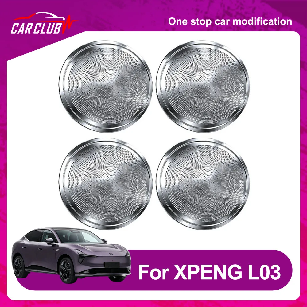 4 Pcs Car Door Horn Cover For XPENG MONA L03 2026 Automotive Modification Parts Stainless Steel Sound Hood Enhance The Texture