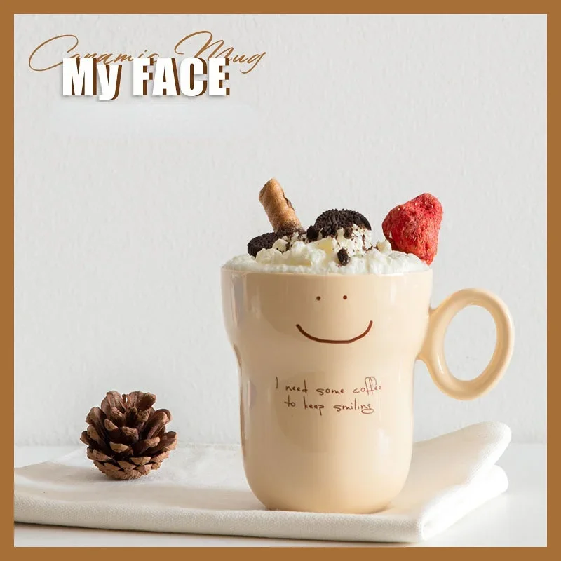 

320ML Korean Simple Creative Cute Ceramic Coffee Mug Home Drinking Cup Cute Milk Nordic Ins Style