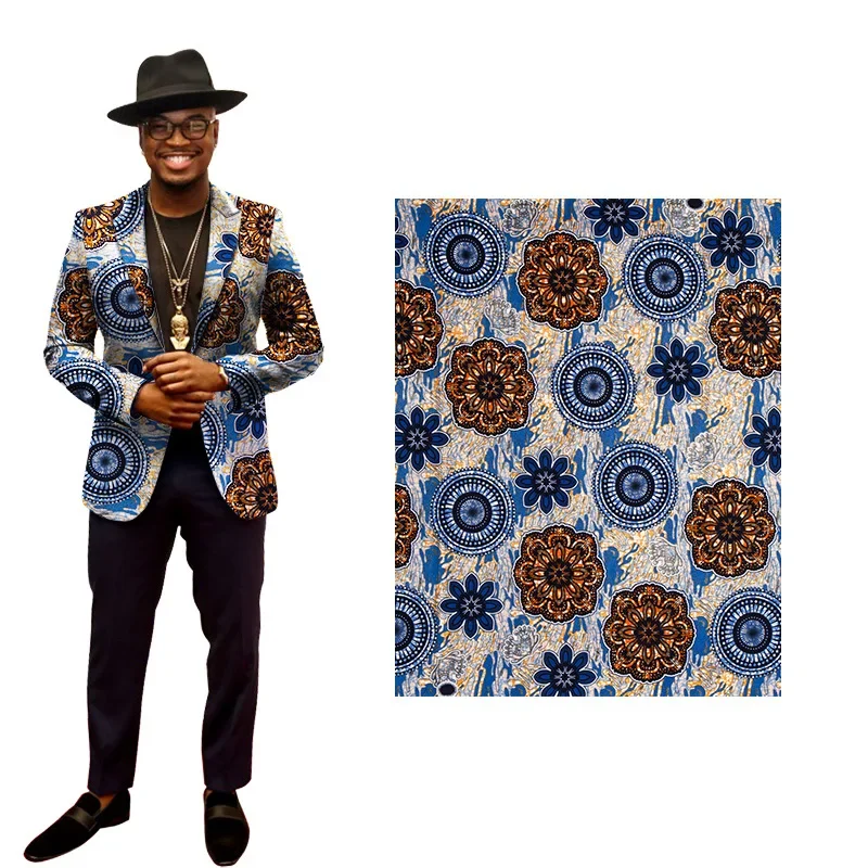 Tissu Africain Ankara 2024 Coton de 6Yards, Étoffe d\'Avertissement en Or group, Style Nigérien et Ghana, pour la Couture de Robes Artisanales, DIY,