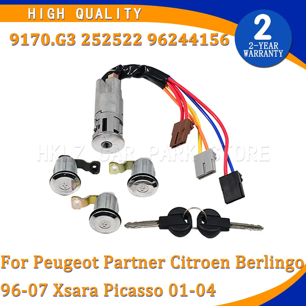 New Barrel Door Lock Cylinders Set With 2Keys For Peugeot Partner Citroen Berlingo 96-07 Xsara Picasso 01-04 9170.G3