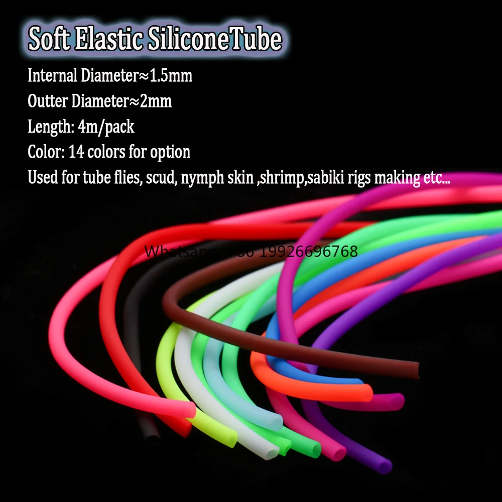 

4M/bag 2mm Soft Elastic Thin Film Silicone Tube for Nymph Worm Fishing Rig Sleeve Sabiki Making Fly Tying Material factory