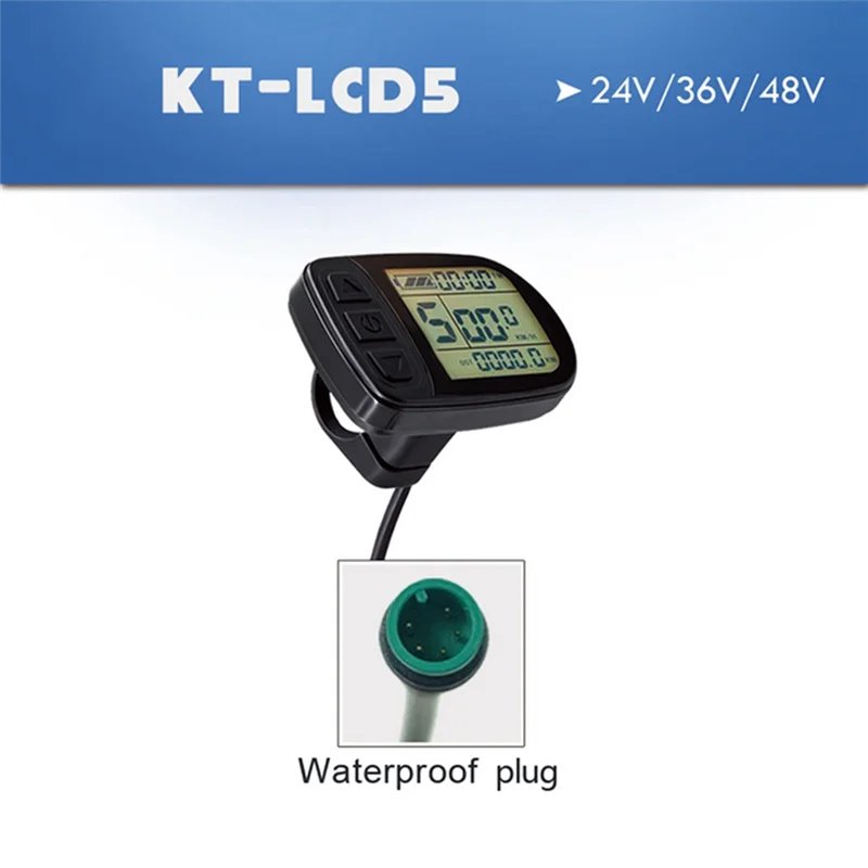 Pantalla de KT-LCD5 para bicicleta eléctrica T72C, 24V36V48V72V, 5 pines, SM/conector impermeable, Panel de Control inteligente para bicicleta eléctrica