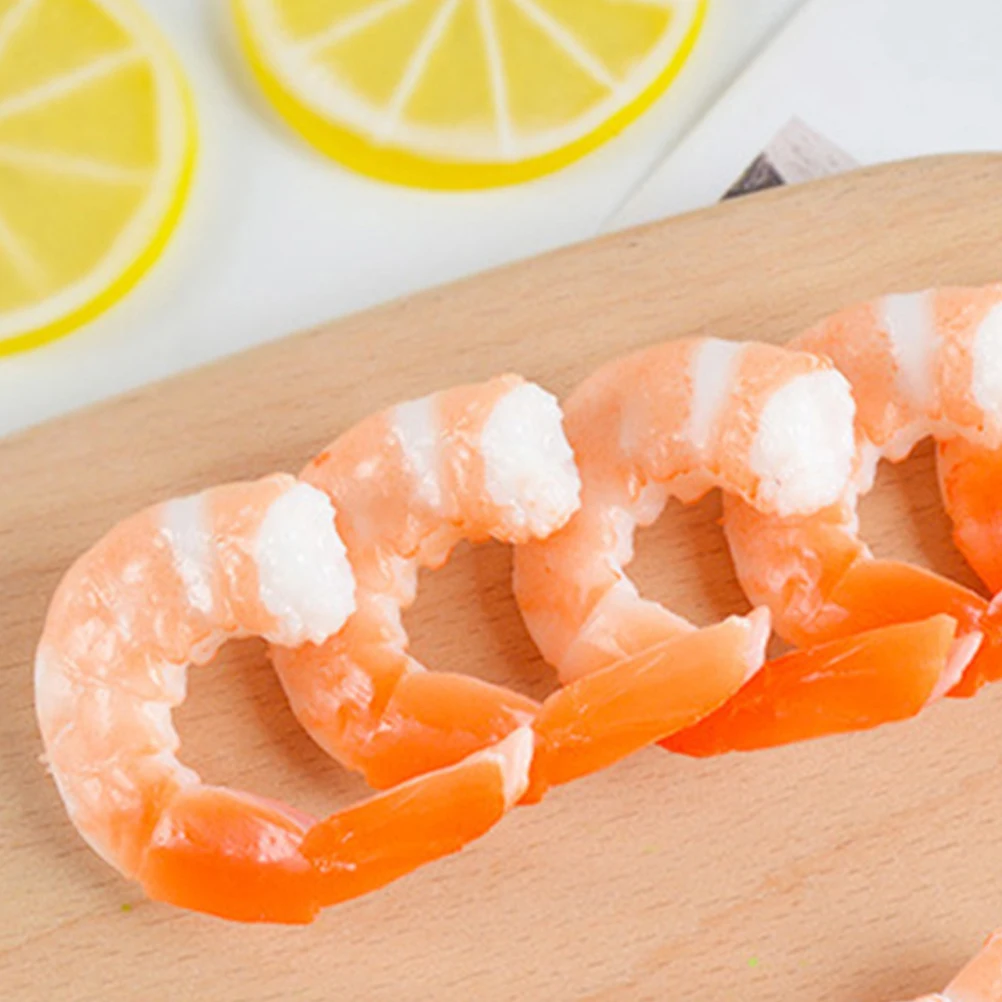 

8 Pcs Imitation Shrimp Peeled Decor Peeling Food Display Props Red Models Artificial Figures