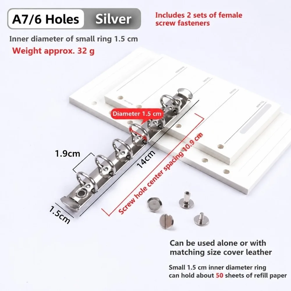 Detachable Loose Leaf Binder Ring Multi Sizes Multi Colors Loose Leaf Ring Metal Material Screw Rivet Included Binder Clip