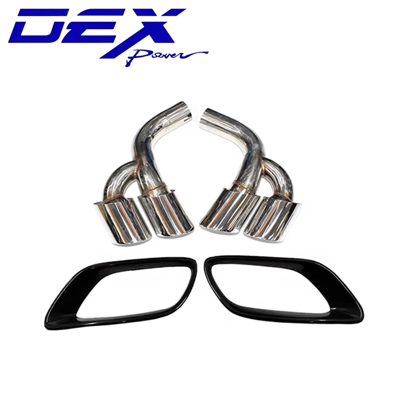 For X6 2008-2013 35i Round Upgrade E71 50i M50D Black Rectangle Muffler Tip and Four Outlet Round Exhaust Tail Pipe