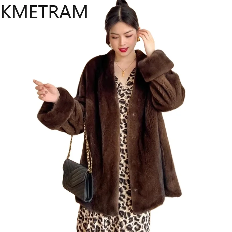 

KMETRAM Высококачественная куртка из 100% норки, женская модная куртка из натурального норкового меха с v-образным вырезом, зимняя верхняя одежда, женская одежда 2026 Fourrure