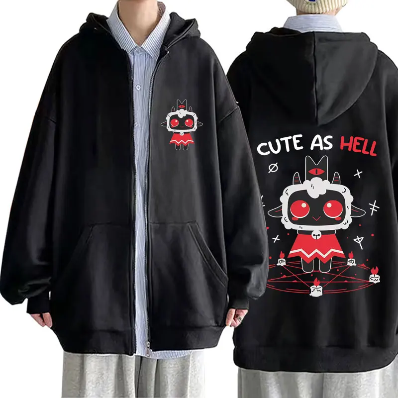 

Hot Game Cult of The Lamb Graphic Zipper Hoodie Men Women Clothing Casual Oversized Zip Up Jacket Male Y2k Cosplay Player Coat