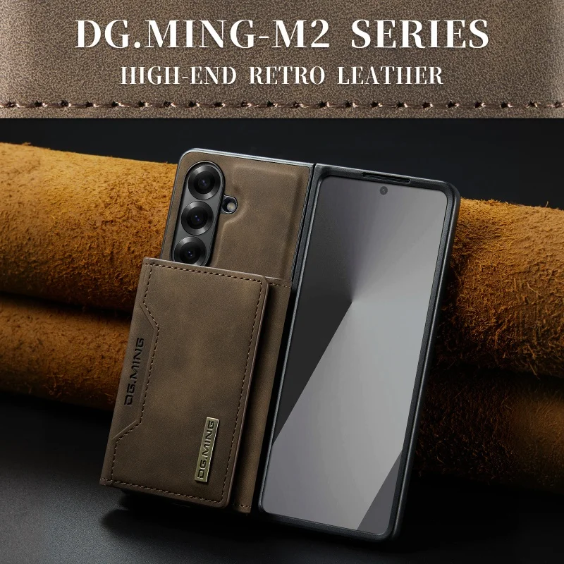 DG.MING Leather Wallet Phone Case for Samsung Galaxy Z Fold 8 Ultra 7 6 5 4 3 fold7 fold6 fold5 Cards Holder Funda Cover Hoseje
