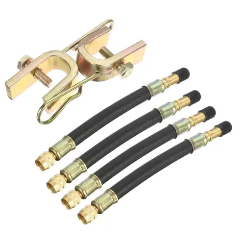 Imagen 2 del producto 4x adaptador de tránsito de autobús de camión de rueda de extensión de válvula de neumático 140mm + 2 abrazaderas