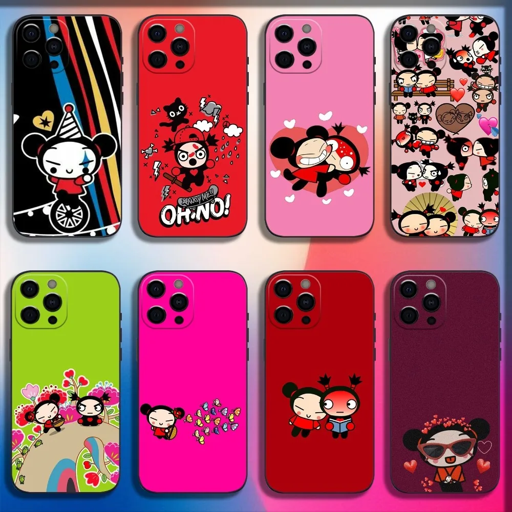 Cute P-Pucca Garu Phone Case For iPhone 16,15,14,13,12,11,Pro,X,XS,Max,XR,Plus,Mini Soft Black Cover