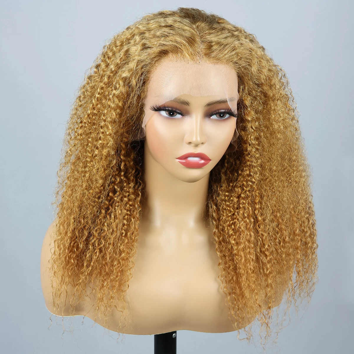 Miss Rola Kinky Curly Lace Front Wigs Brazilian #27 13x4 Lace Front Human Hair Wigs Remy Blonde Kinky Cury Lace Front Wigs