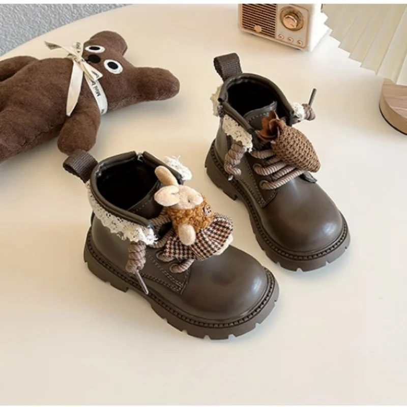 أحذية قصيرة على الموضة للفتيات 2024 أحذية قطنية جديدة لخريف وشتاء كارتونية مخملية دافئة بسحاب جانبي للأميرة #4