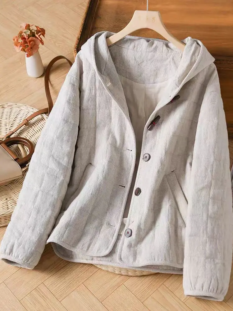 Tie Dye Han chanvre coton Jaet femmes coton doublure doublé à capuche artistique rétro chinois Sle Thiened vêtements d'extérieur d'hiver