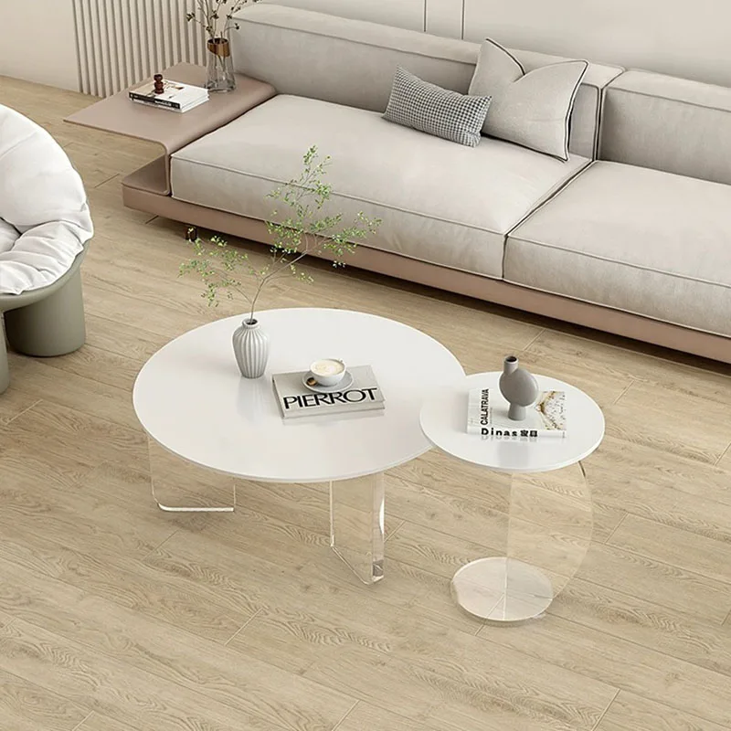 

Modern Luxury Coffee Tables Minimalist Unique Glam Simple Coffee Tables Round White Table Basse Pour Salon Home Furniture