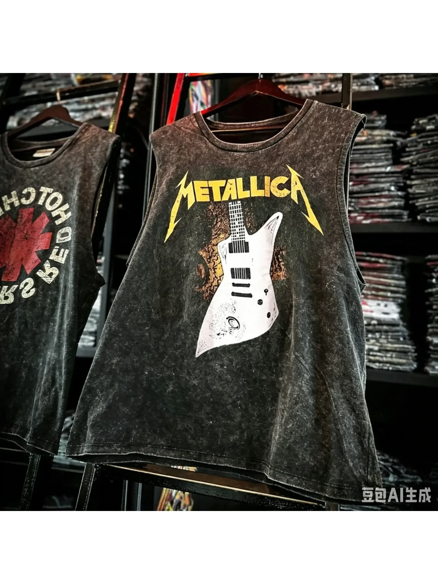 Amerikanische Rockband Bedrucktes Vintage-Washed Sport-Tanktop aus Baumwolle, Ärmelloses Herren-T-Shirt, Hip-Hop Fitness-Bekleidung, Sommer 2026 – Detail 18