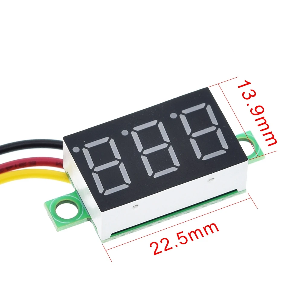 0.36 Inch 2/3 Wire 0.36'' DC 4.5-30V 3 Digit Display Voltmeter Mini LED Digital Panel Voltage Meter Instrument Red/Blue/Green