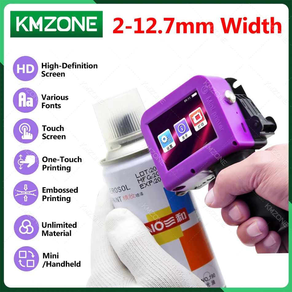 mini handheld inkjet printer portatil com tinta 127 mm nozzle qr barcode batch data numero logotipo data de expiracao 01