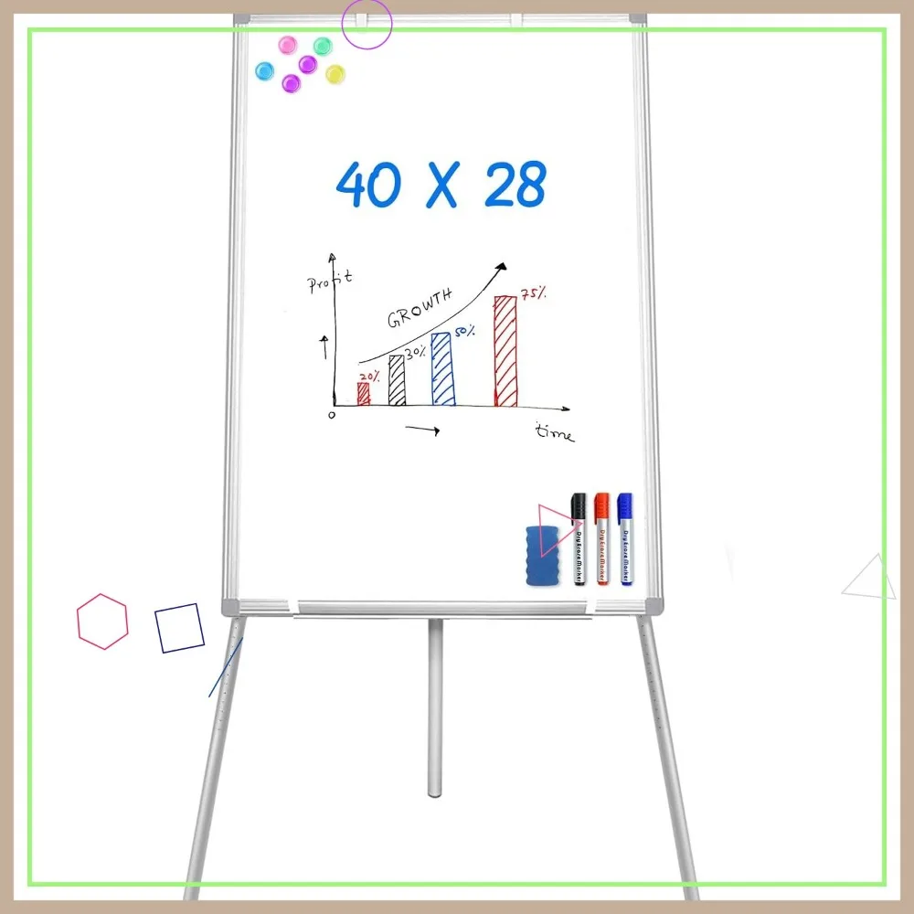 Magnetic Portable Dry Erase Easel Whiteboard 40x28 Tripod Height Adjustable Flipchart Stand for Office