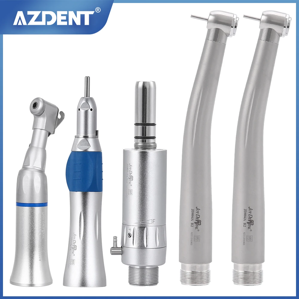 Dental High & Low Speed Handpiece Kit Standard Head Push Button Contra Angle Air Motor Straight Handpiece 2/4 Holes