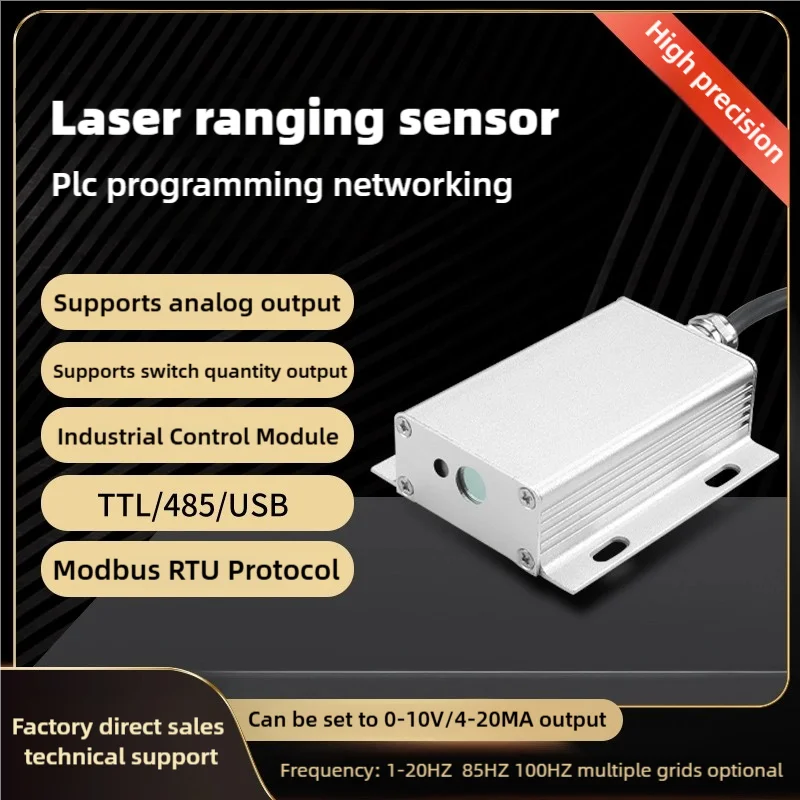 2PCS Laser Displacement Distance Sensor Analog Quantity 4-20Ma 0-10V Industrial Module High-Precision TTL/485