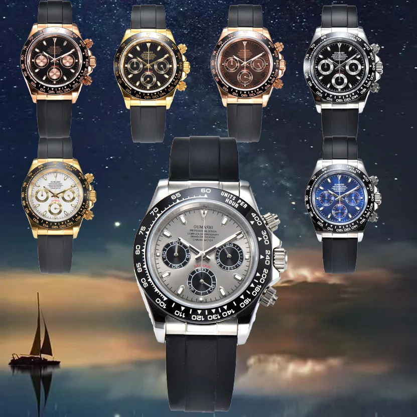 VK63 Quartz Watch 39MM Men's Watch Three Eye Dial Sapphire Glass Stainless Steel Waterproof Case Timetable Watch