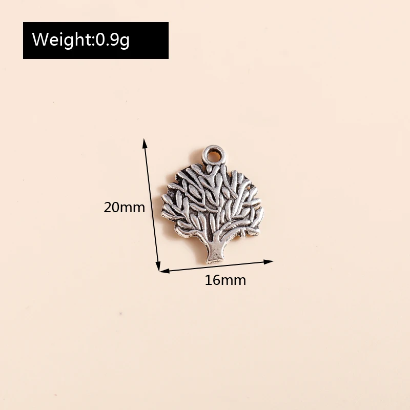 Leslie 30 Stück 16*20mm Antik-Silberfarbene Metall-Baum-Anhänger für DIY Handgemachten Schmuck, Armband und Halskette – Detail 2