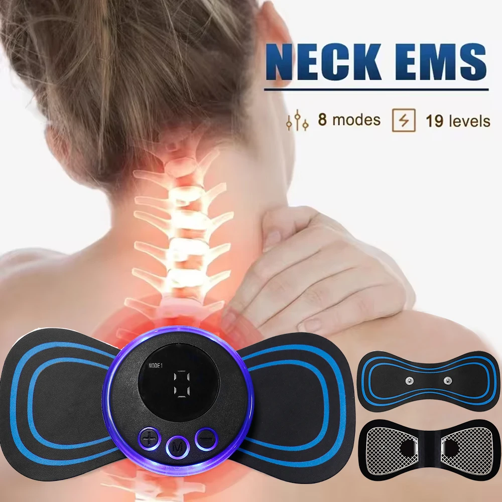 

Электрический импульсный мини-массажер для шеи, массажер для плеч, шеи, стимулятор мышц, 8 режимов, 19 уровней, микротоковый массажный пластырь для тела