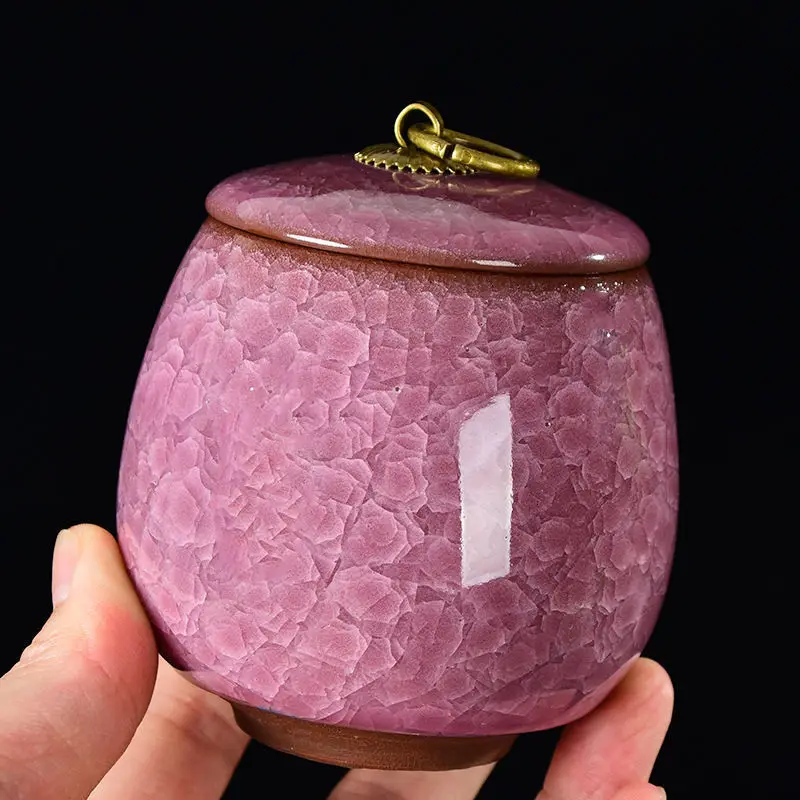 Creative Ice Crack Ceramic Tea Caddy Mini Portable Sealed Jar Candle Candle Holder Jar with Lid Jewelry Box Porcelain Home Decor