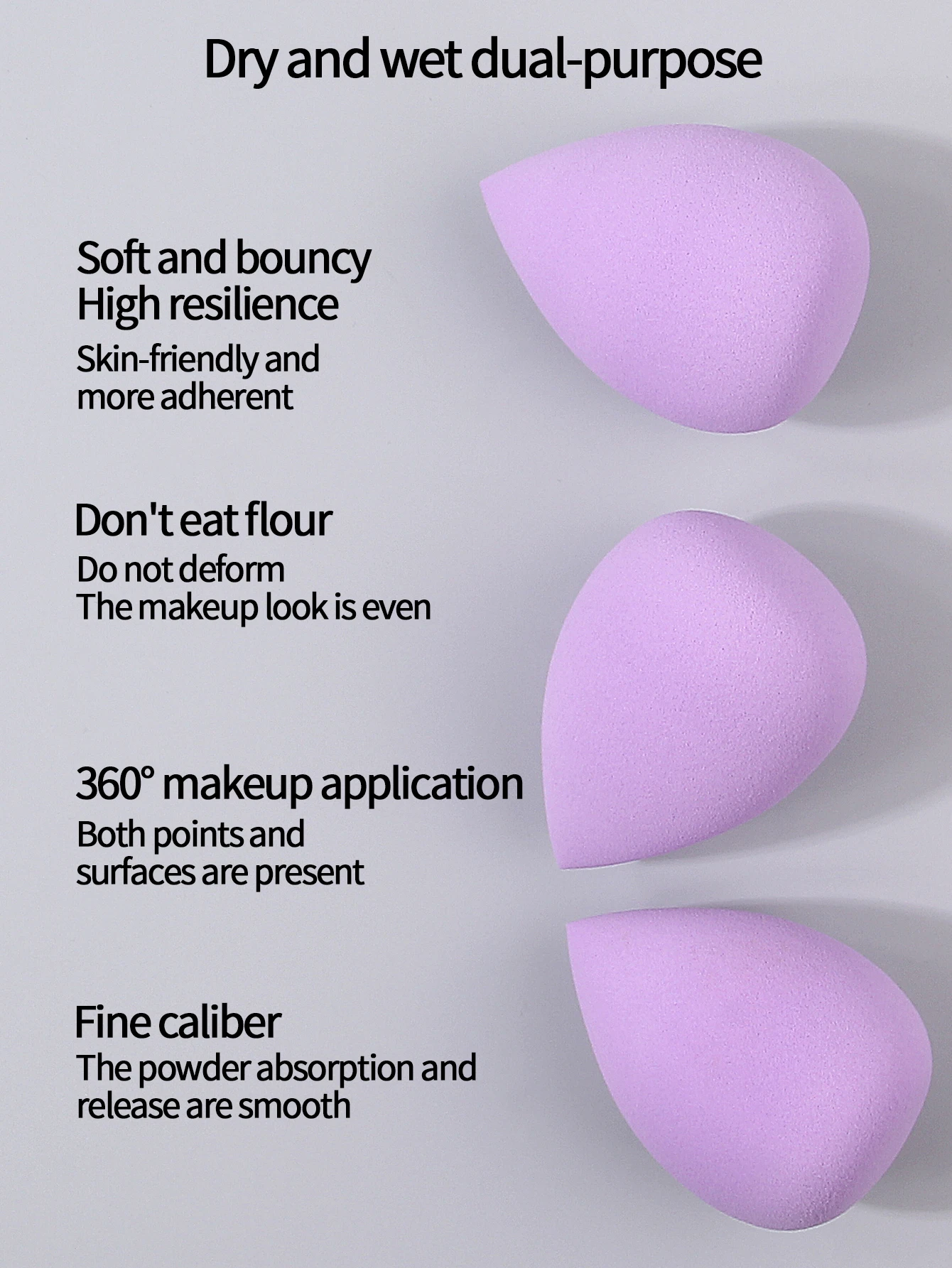 2-100PCS Clove Purple Makeup Egg ฟองน้ำอเนกประสงค์แบบแห้งและเปียกไข่รองพื้นและคอนซีลเลอร์พัฟแป้งแต่งหน้าพิเศษ