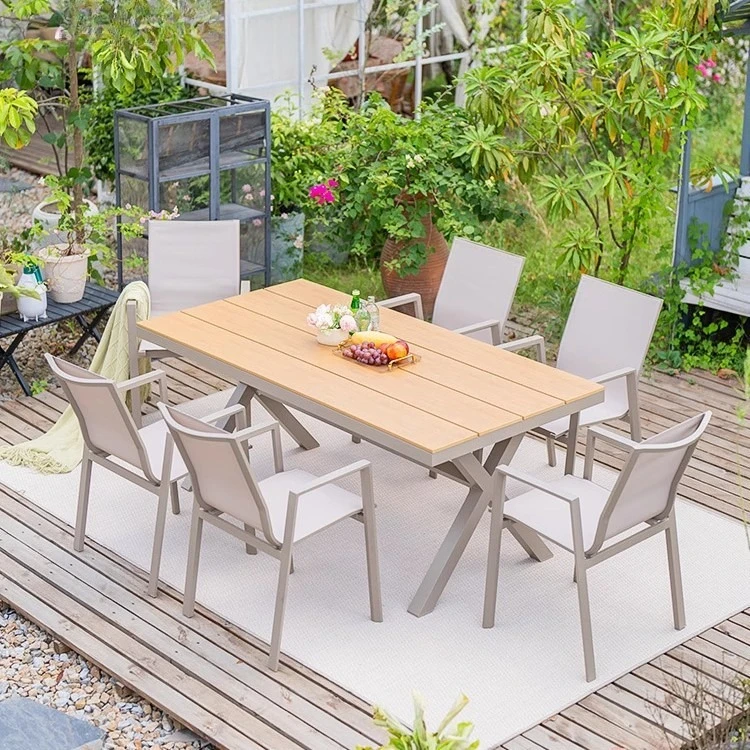 

Outdoor courtyard tables and chairs plastic wood villa yard outdoor open-air garden balcony leisure terrace combination