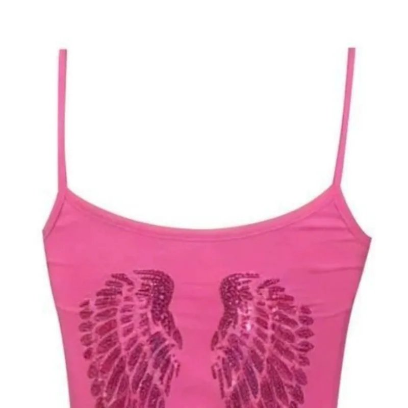 Kimutomo Crop Tank Tops Women Wing Hot Drill Summer New Fashion Slim Vintage Grunge Gothic Y2k Aesthetic Harajuku Camisole