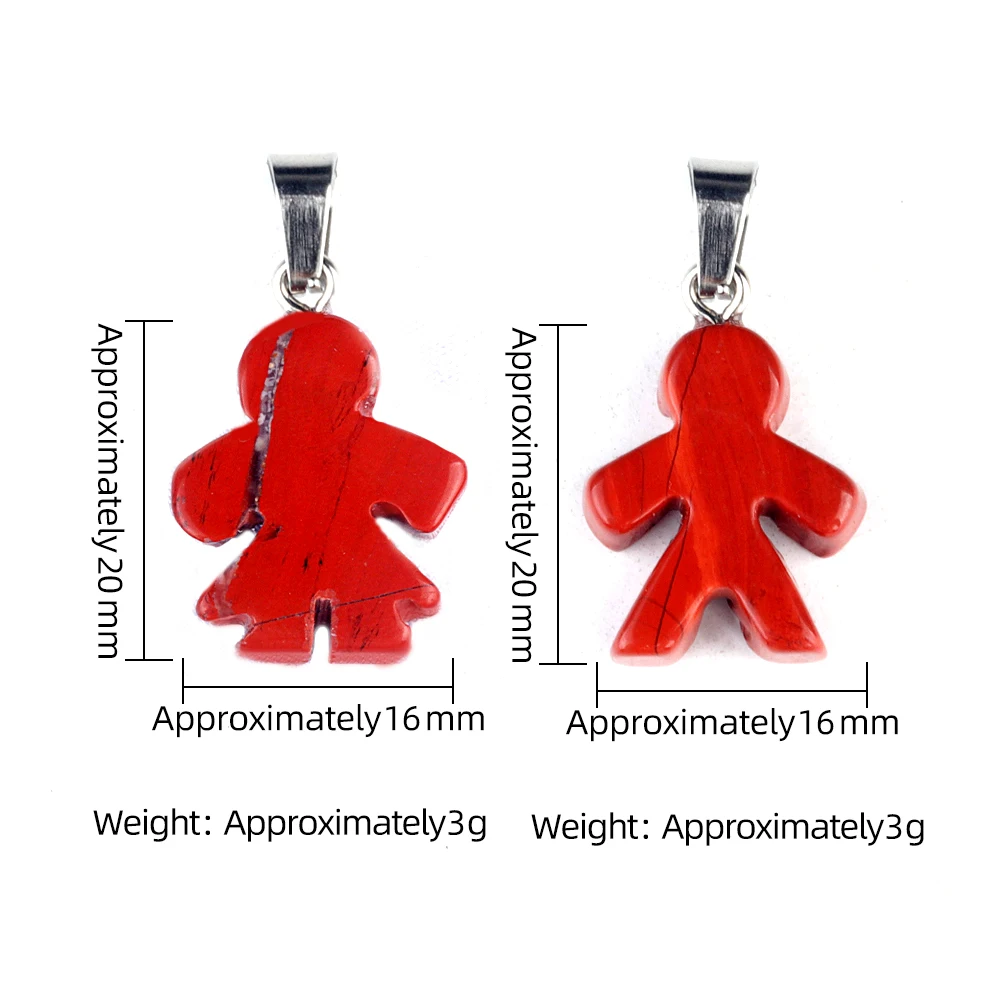 5Pcs Natural Stone Pendant 20x16mm Carved Human Figure Stone Charm with Stainless Steel Bail for DIY Necklace Jewelry Wholesale