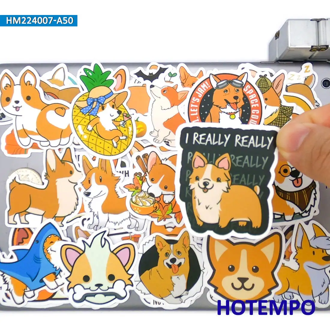 50Pieces Cute Welsh Corgi Pembroke Funny Dog Cartoon Animal Stickers for Laptop Phone Guitar Luggage Motorcycle Bike Car Sticker