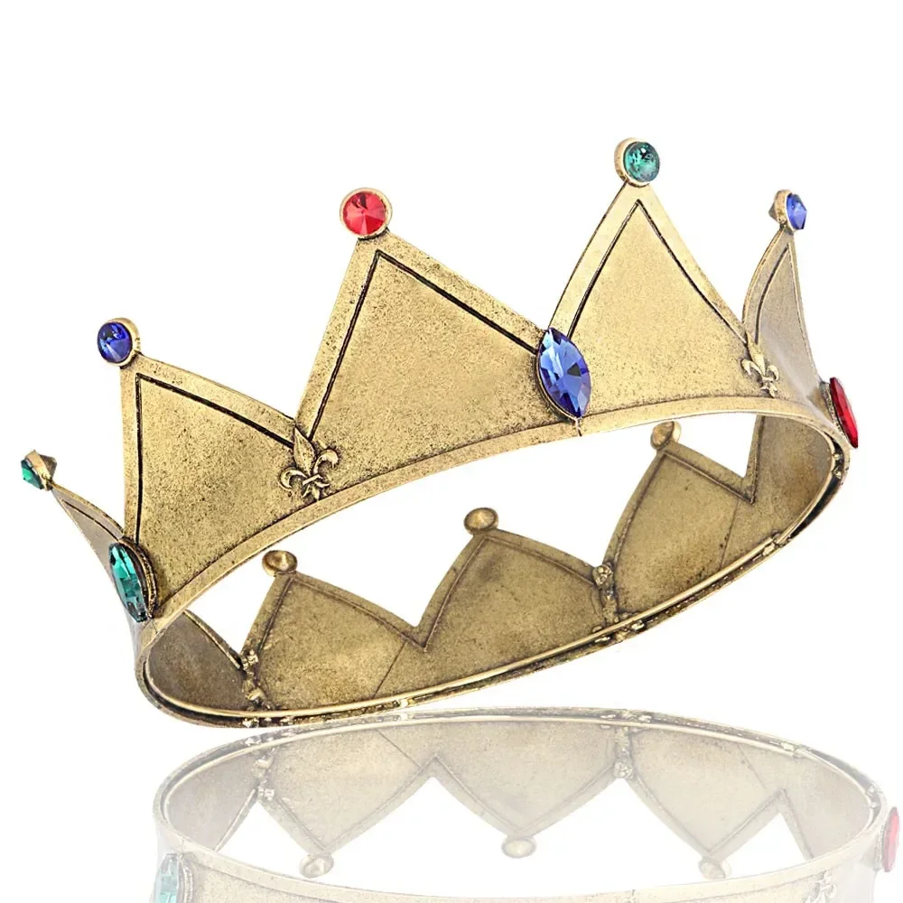 Baroque Royal King \'s Gold Plated Metal Crown Birthday Party Tiara