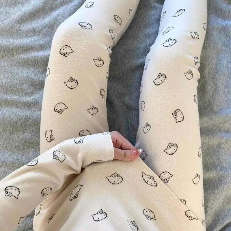 Menina casa wear microvilli olá kitty kawaii dos desenhos animados estudante casual outono e inverno em torno do pescoço loungewear conjunto quente novo estilo