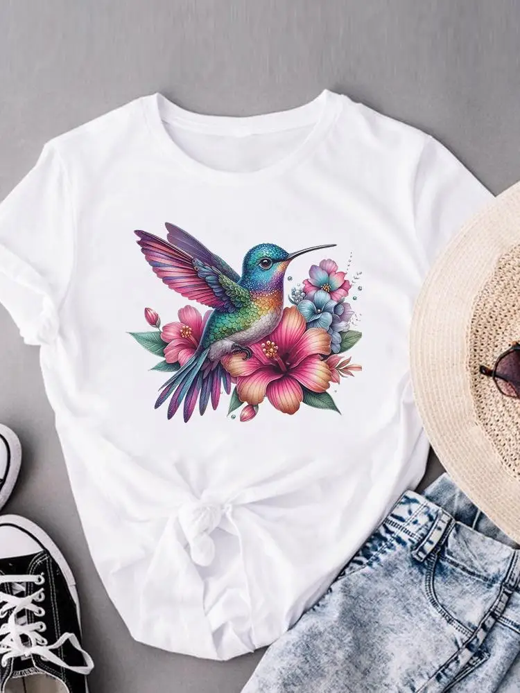 Schöne Blume Trend Nette Kleidung Weibliche T-shirts Kleidung Für Frauen Casual Top Mode Oansatz Druck T Kurzarm Graphic Tee