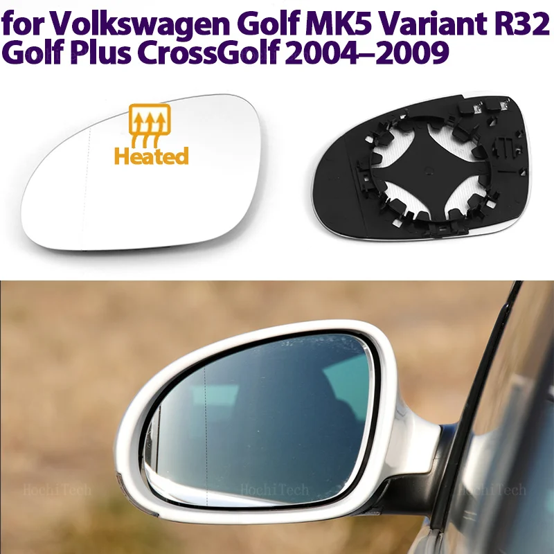Espejo Retrovisor Lateral con Calefacción para Volkswagen Golf 5 MK5 GTI Variant R32 Plus CrossGolf MK5, Cristal de Espejo con Calefacción
