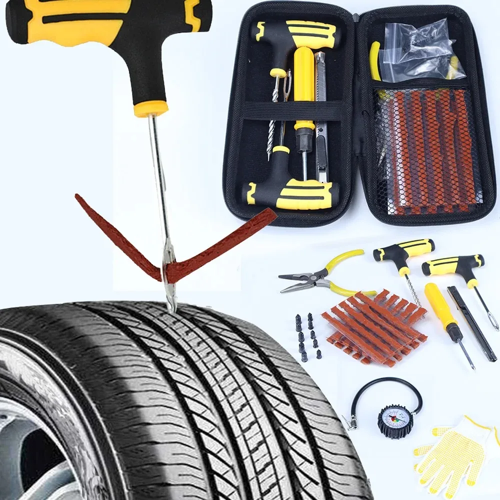Motorcycle Tire Repair Kit Tyre Puncture Repair Tools Car Accessories Tire Strips Stirring Repair Tool Kit  Puncture Plug Tools