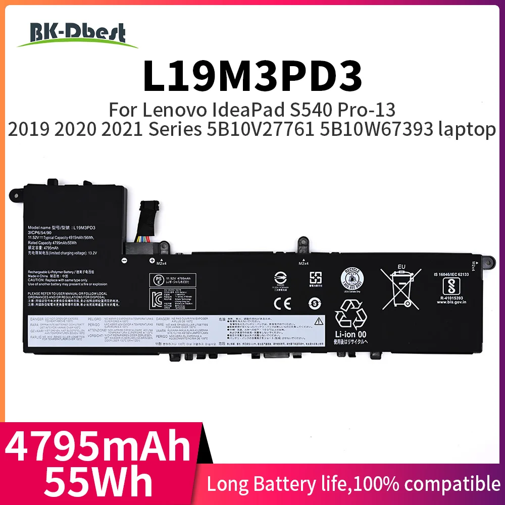 

BK-Dbest L19M3PD3 L19L3PD3 L19D3PD3 Аккумулятор для ноутбука Lenovo IdeaPad S540 Pro-13 2019 2020 2021 Series 5B10V27761 5B10W67393