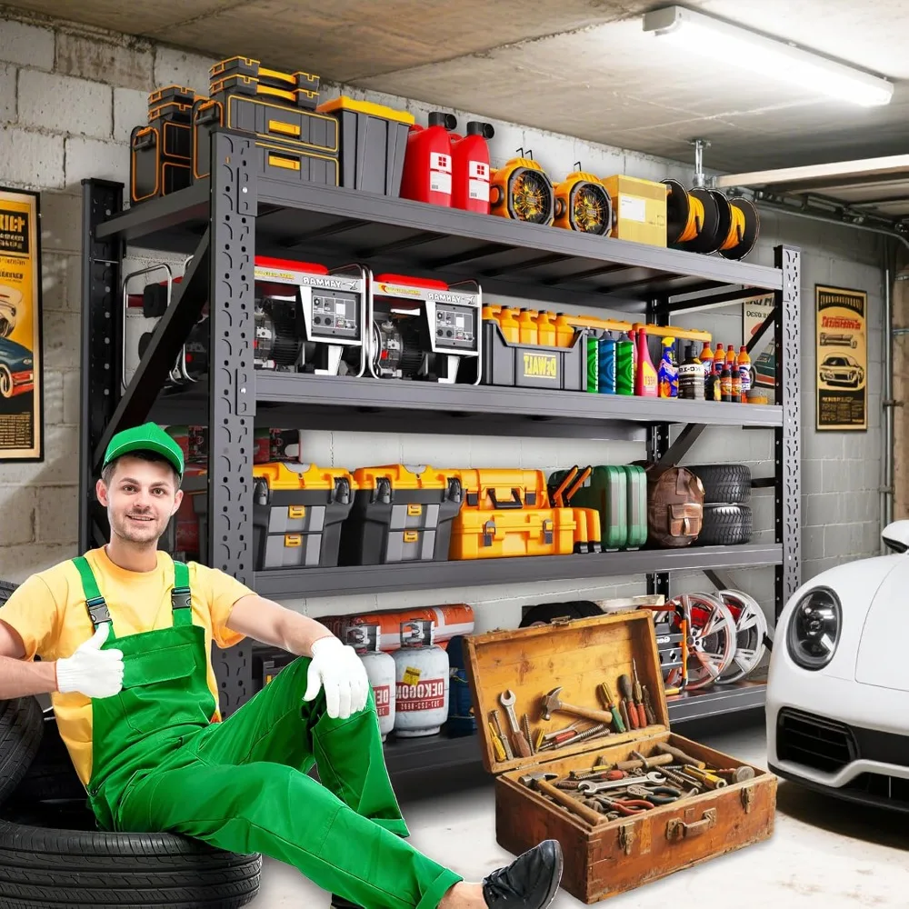 Garage Shelving,Heavy Duty Garage Storage Shelves,Metal Shelving Unit,5 Tier Adjustable Steel Utility Shelf,Use for Basement,