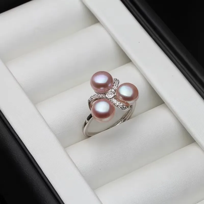 Women's 925 Sterling Silver Pearl Ring, Elegant Design