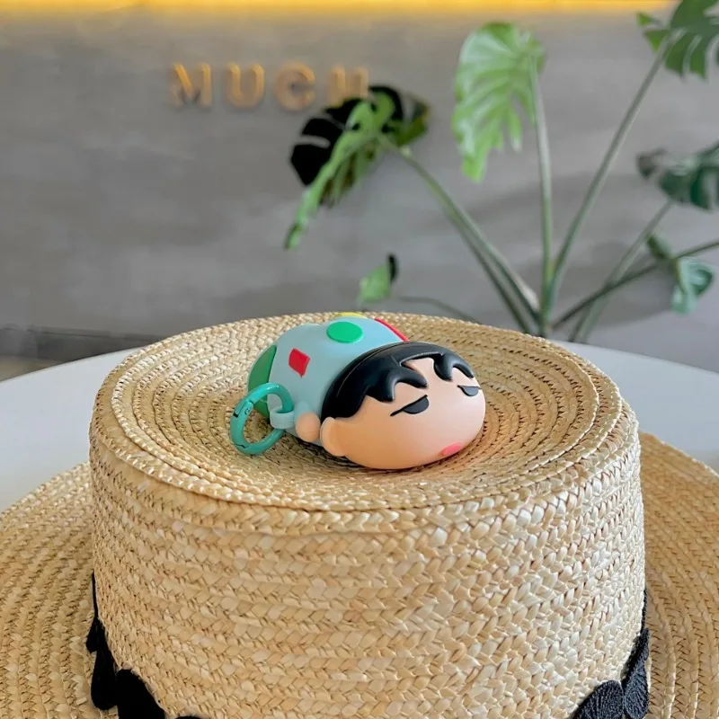 حافظة سيليكون لسماعات أبل ، قلم تلوين شين تشان ، غطاء واقي أنيمي ثلاثي الأبعاد ، قلادة لطيفة ، غطاء لسماعات Airpods Pro 2 ، 3 جيل