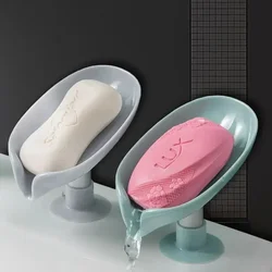 2pcs Kitchen Drain Soap Holder Leaf Shape Soap Box Suction Cup Tray Drying Rack for Shower Sponge Container Bathroom Accessories