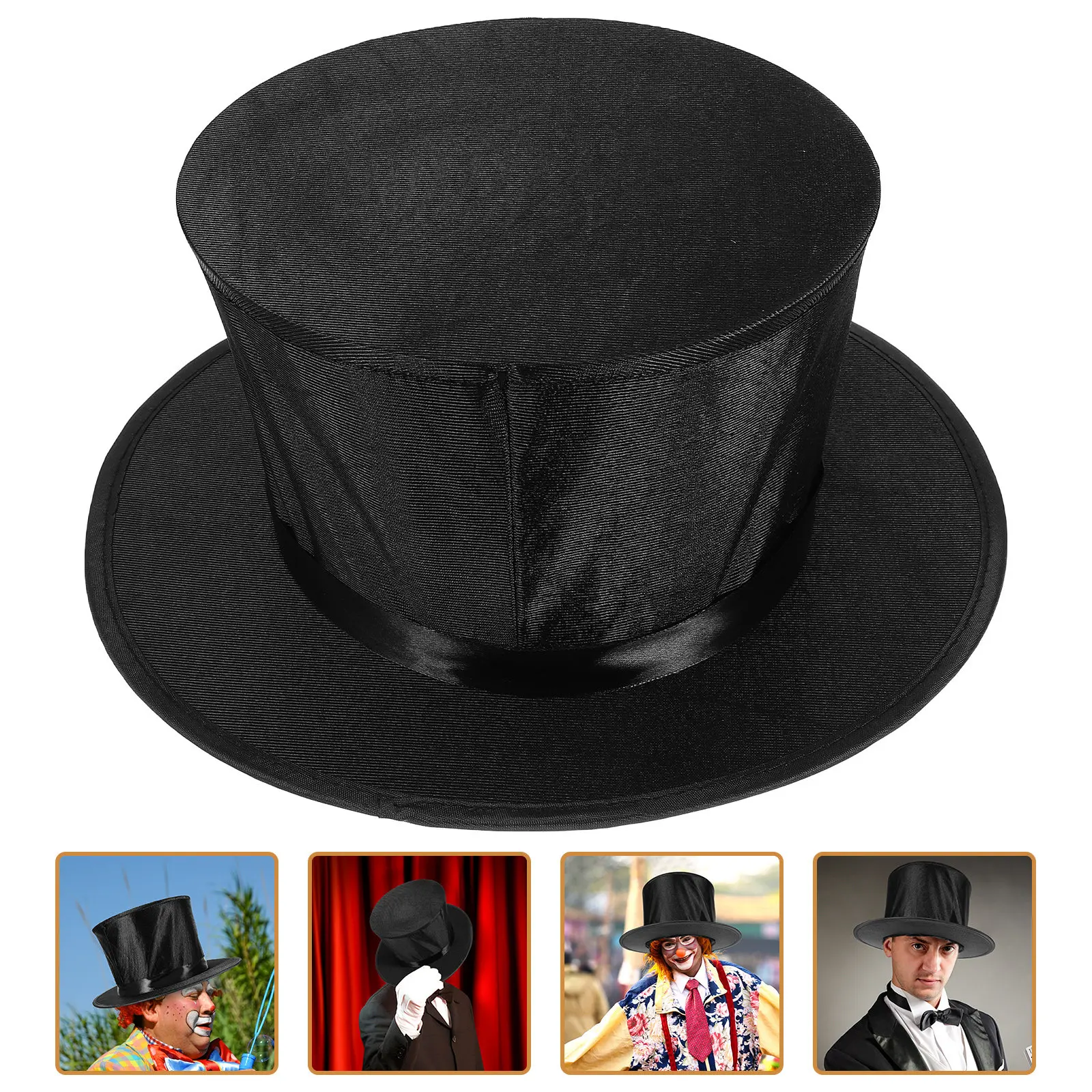 

Черная креативная складная шляпа для выступлений, реквизит для Хэллоуина, сценический костюм, шляпа для выступлений на сцене