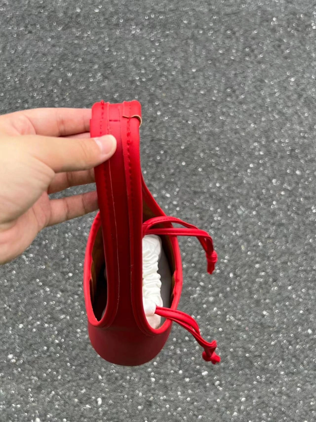 Korean Minimalist Drawstring Design Water Bucket Bag Red Artistic Casual Handheld Shoulder Bag Vegetable Basket Mother Child Bag