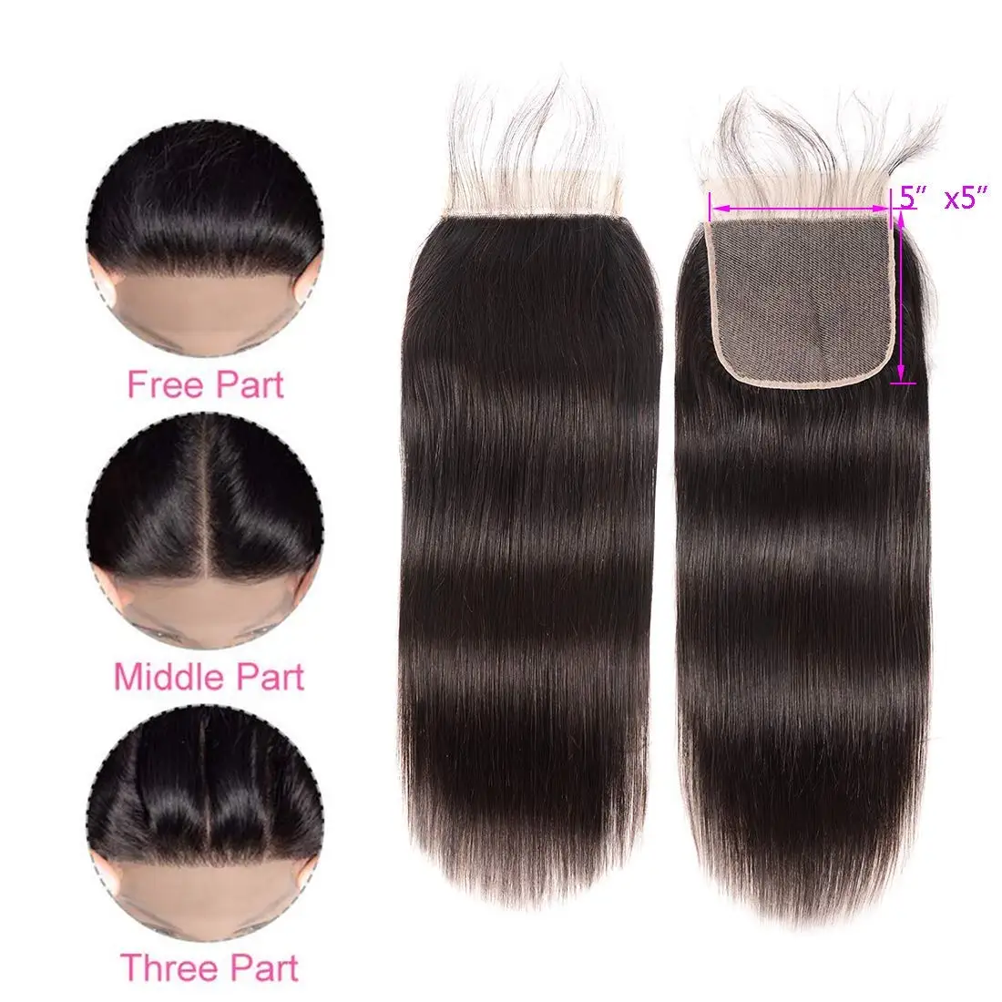5X5 HD Lace Closure Swiss Lace Pre Plucked Straight Lace Closure Human Hair for Women