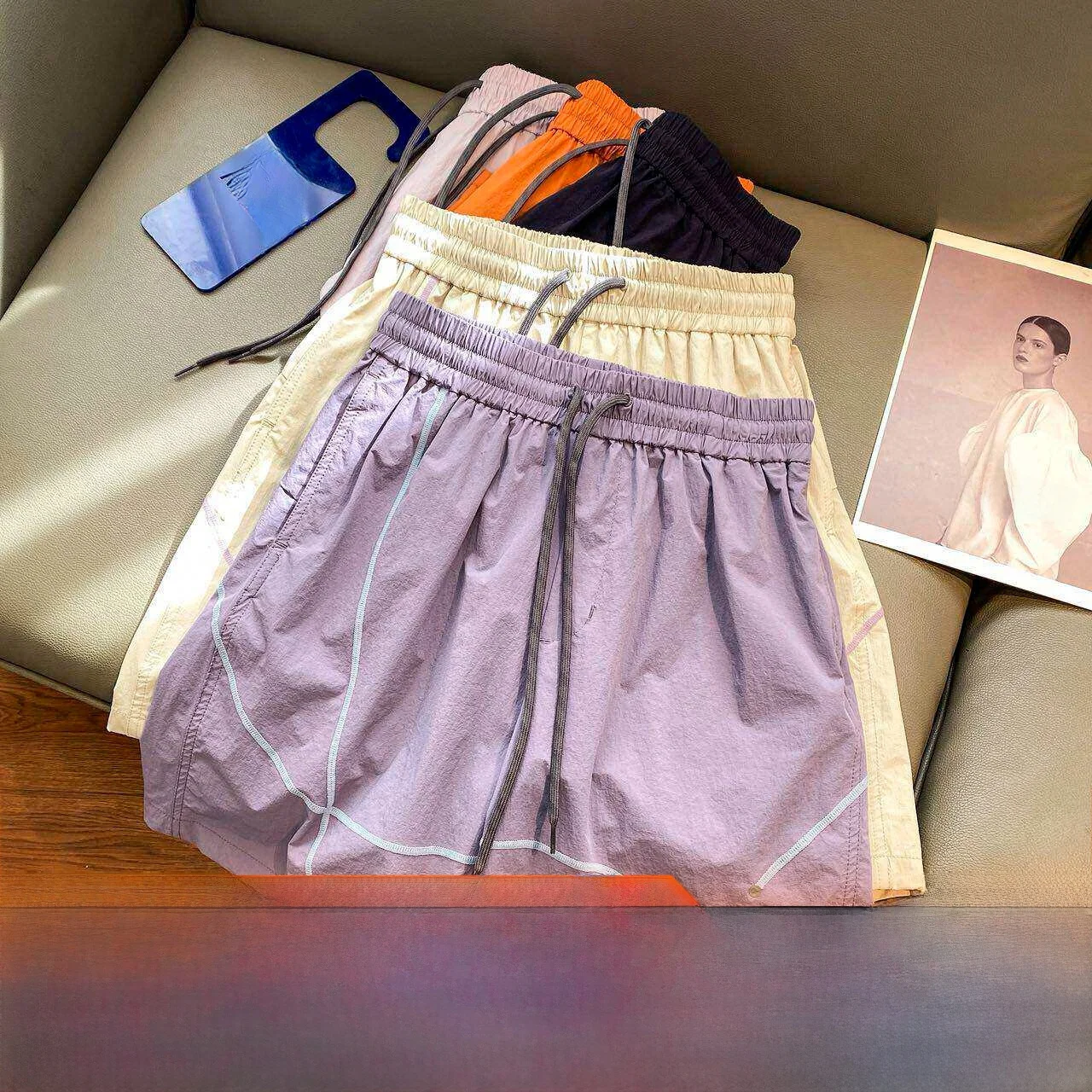 lightweight-quick-dry-loose-fit-casual-shorts-outdoor-men's-summer-polyester-fiber-standard-edition-elastic-waist-shorts