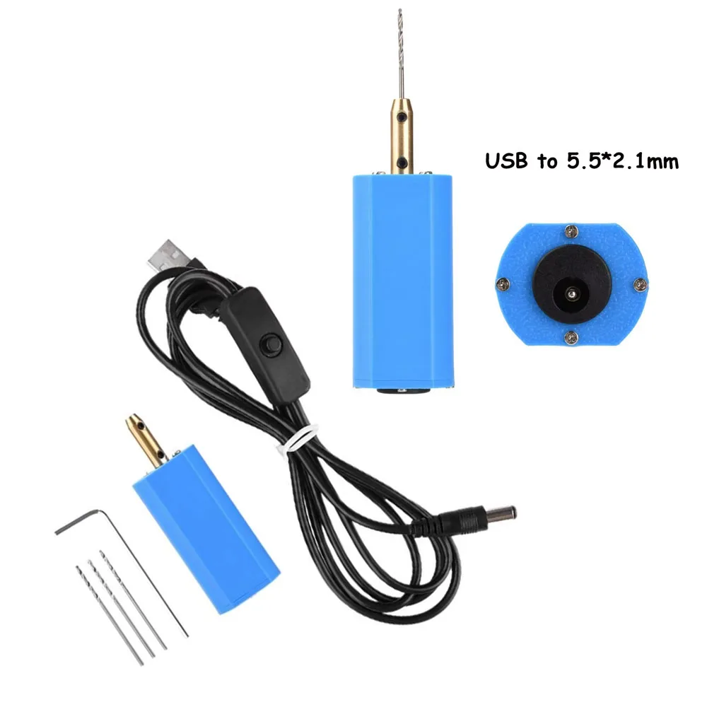 

Мини-дрель 180 Motor Hand Drill DIY Tool, 5В USB, 10000 об/мин, портативная, с кабелем 1.5м, патрон 0.8-1.5мм, для дерева и ореха